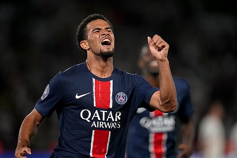 League 1, Paris Saint-Germain vs Montpellier: PSG's Warren Zaire-Emery celebrates after scoring his side's fifth goal